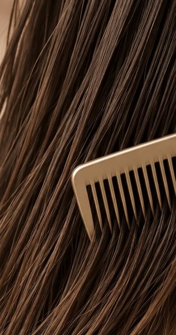 Smooth brunette hair with a comb