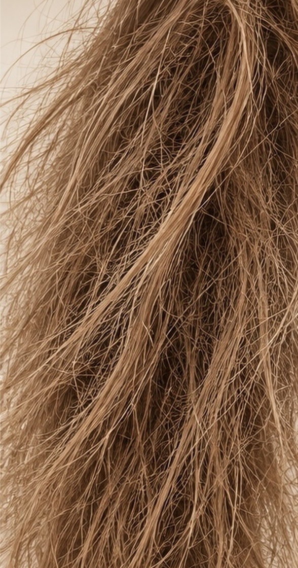 Dry hair with a visibly coarse texture